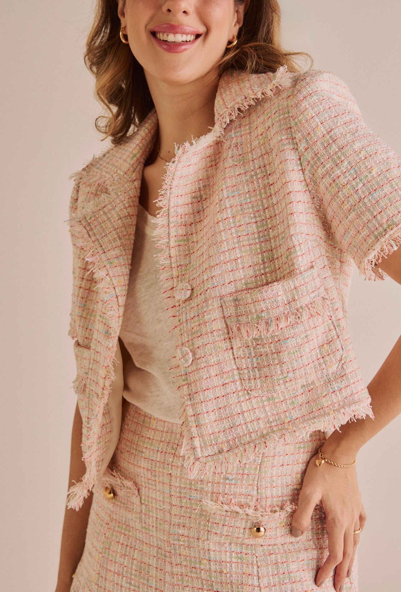 Casaquete Leah Tweed Rosa