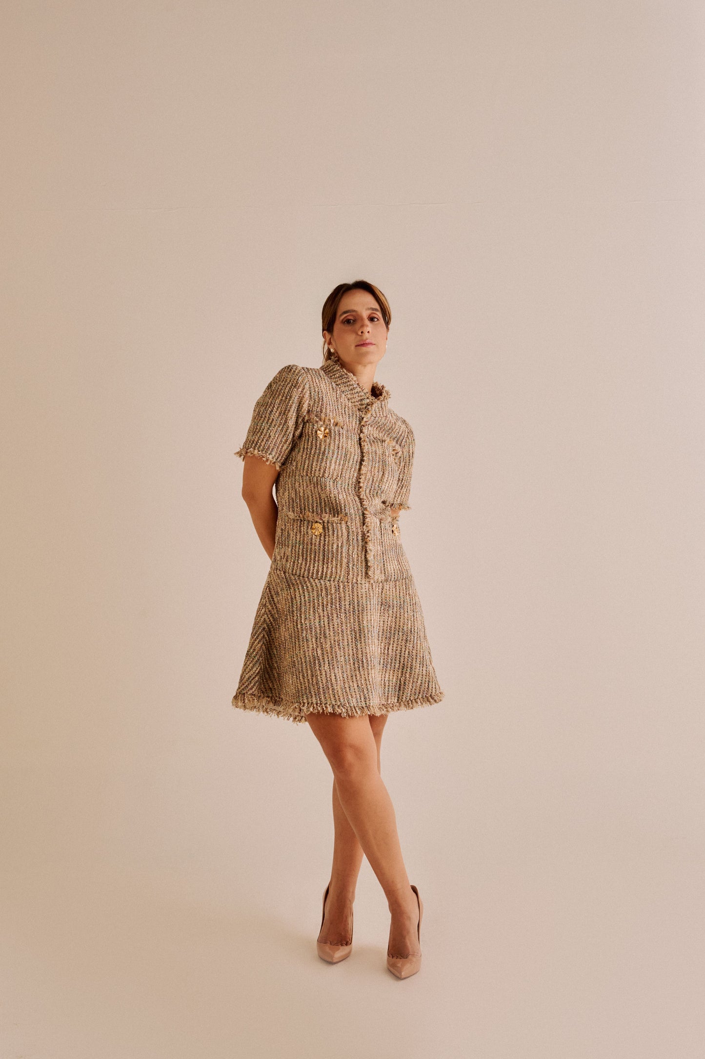 Vestido Bia Tweed Cinza