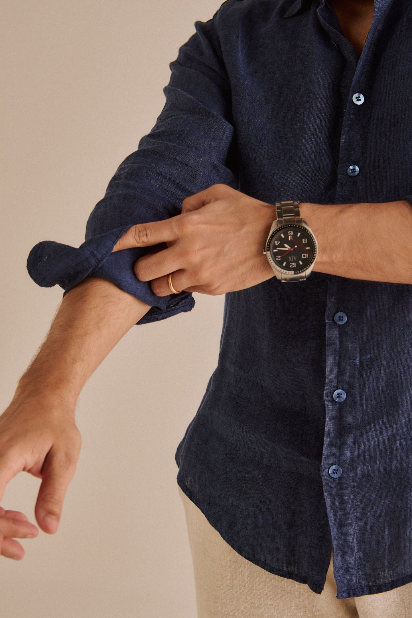 Camisa Masculina Manga Longa Azul Marinho