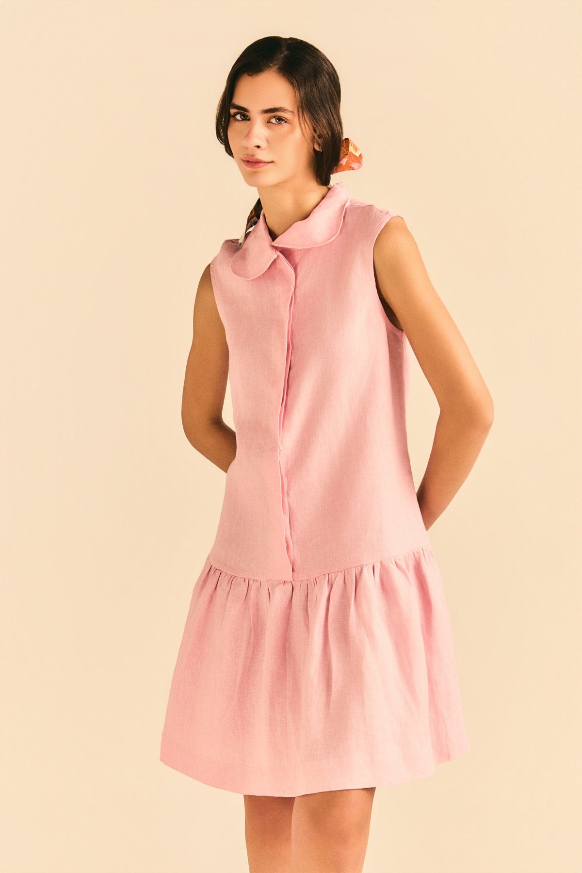 Vestido Bianca Linho Rosa