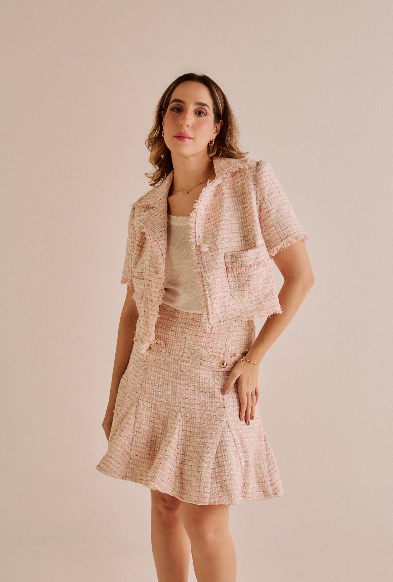 Casaquete Leah Tweed Rosa