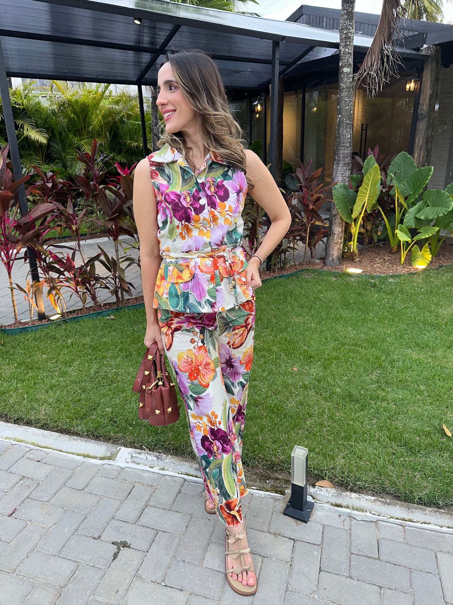 Calça Rebeca Sarja floral