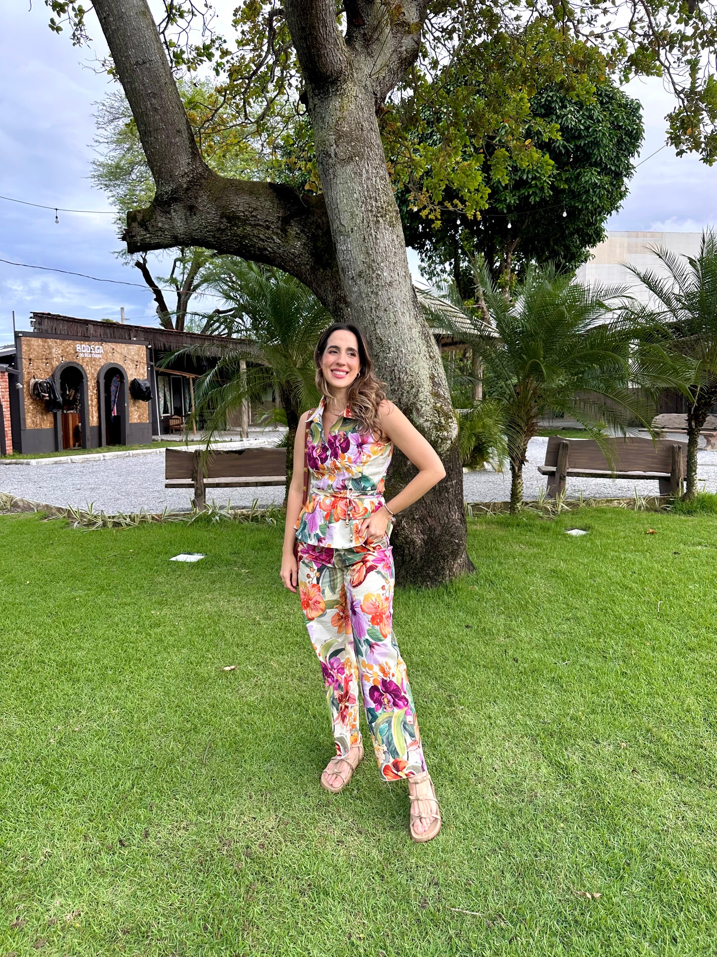 Calça Rebeca Sarja floral