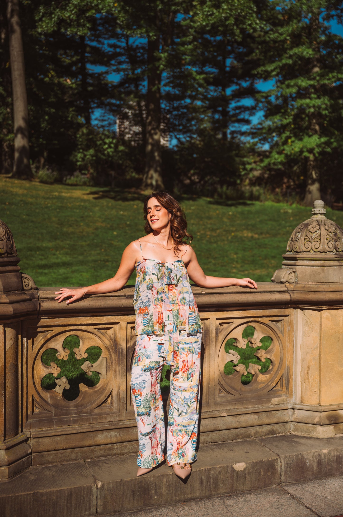 Calça Pantalona Barbara Estampa Central Park