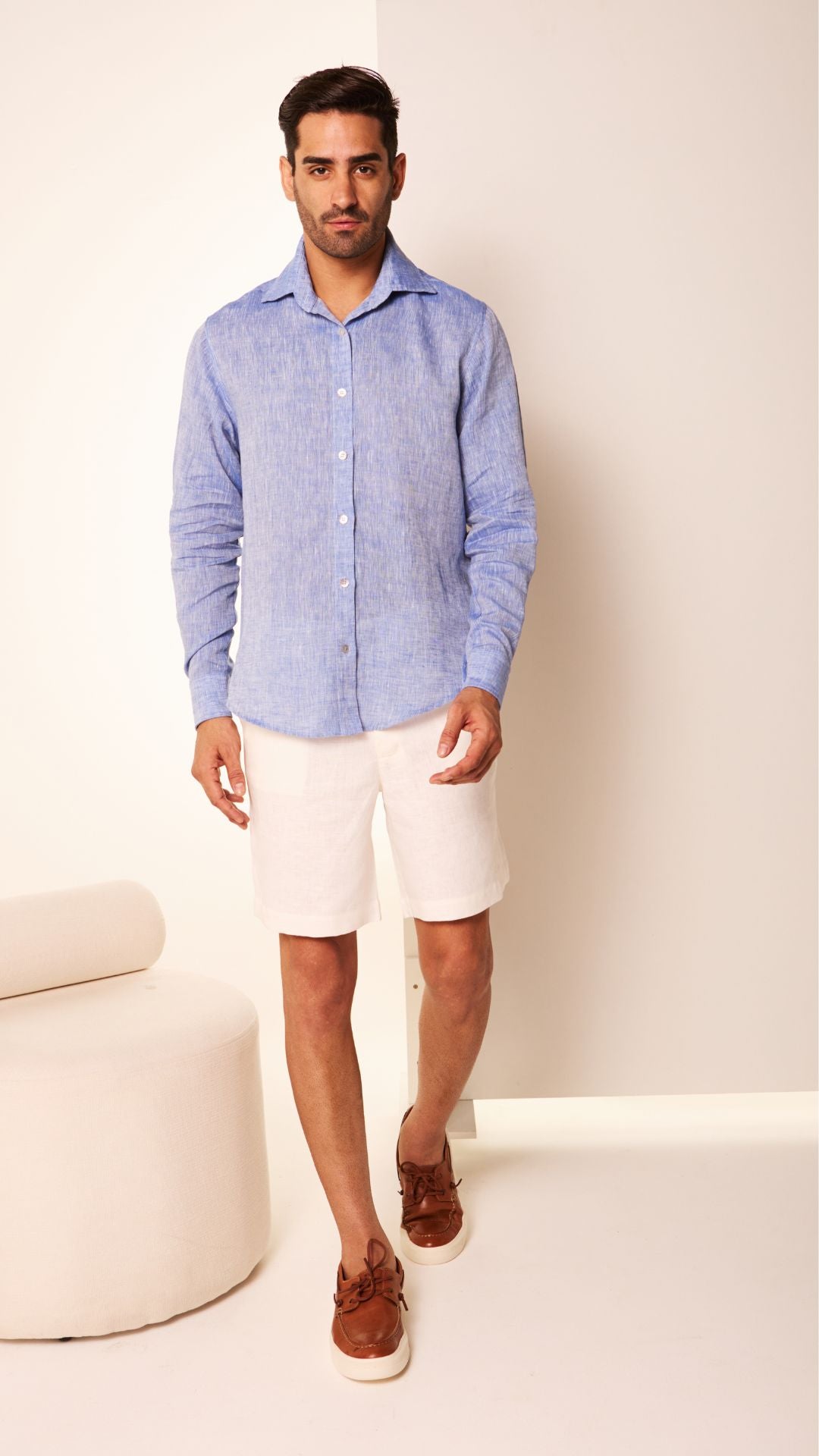 Camisa Masculina Manga Longa Azul Denim