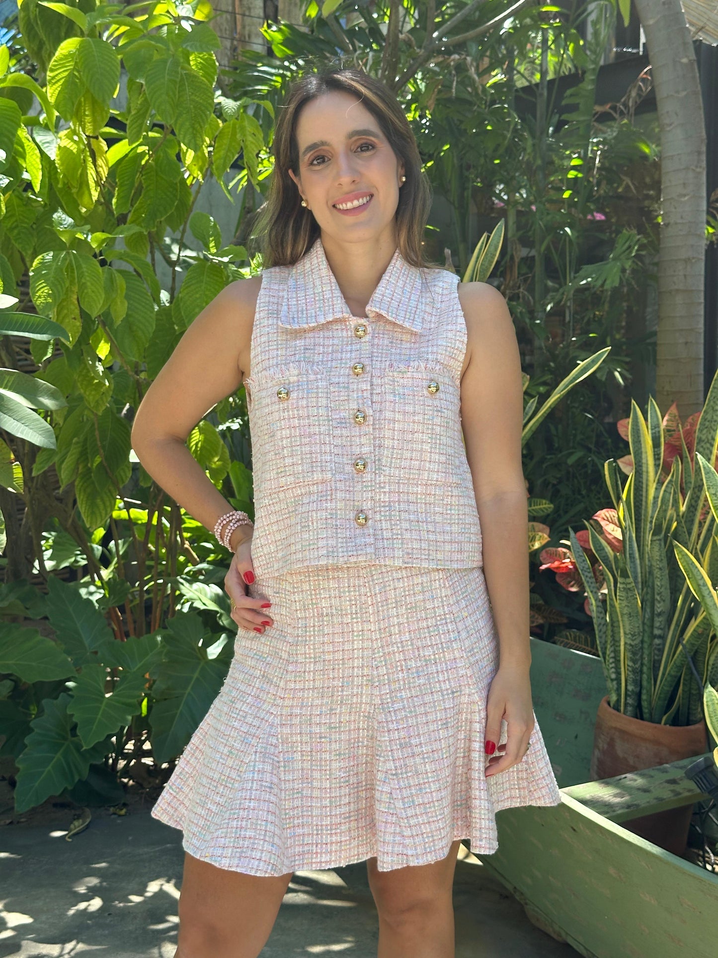 Saia Luana Tweed Rosa