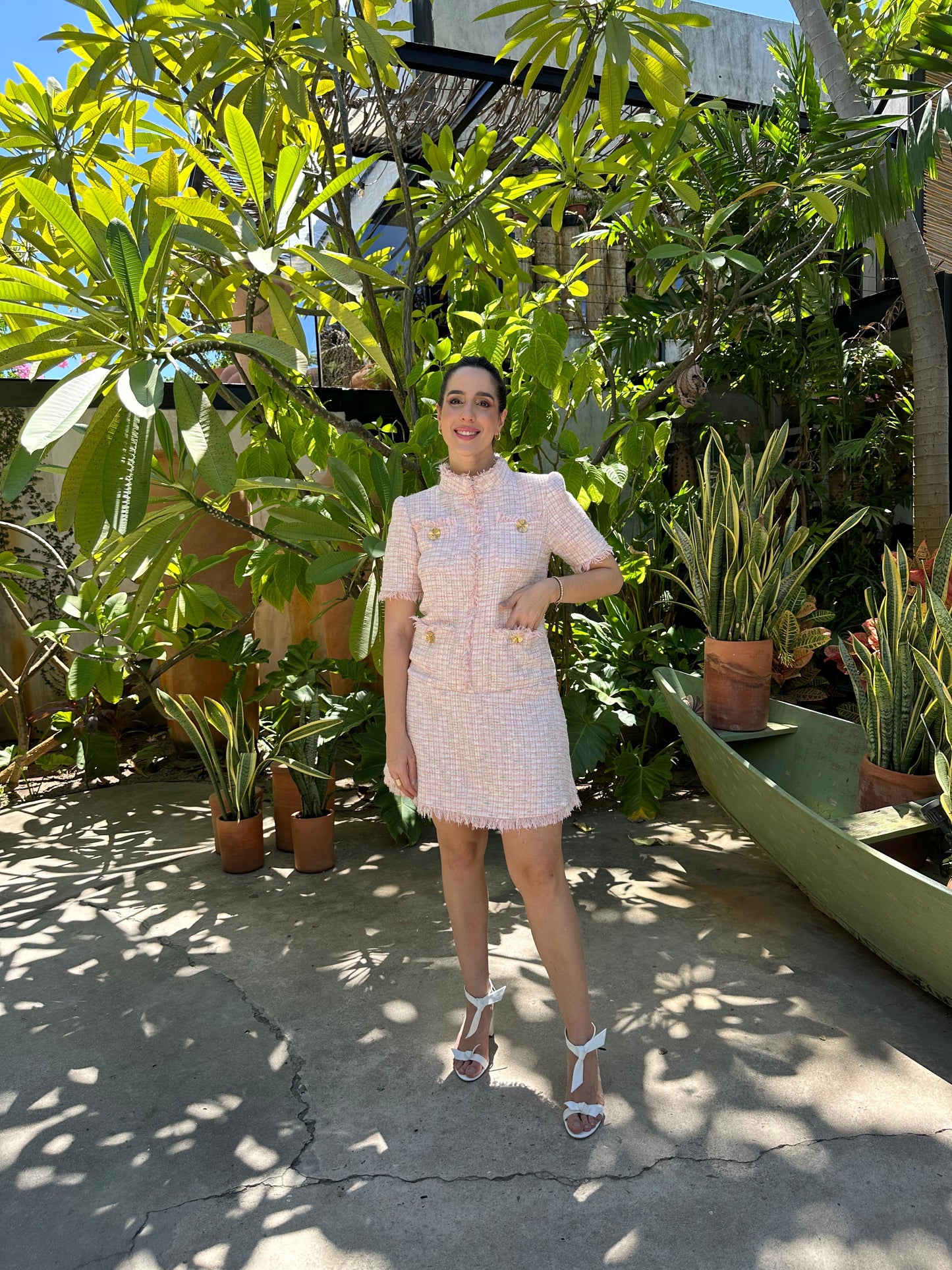 Vestido Bia Tweed Rosa