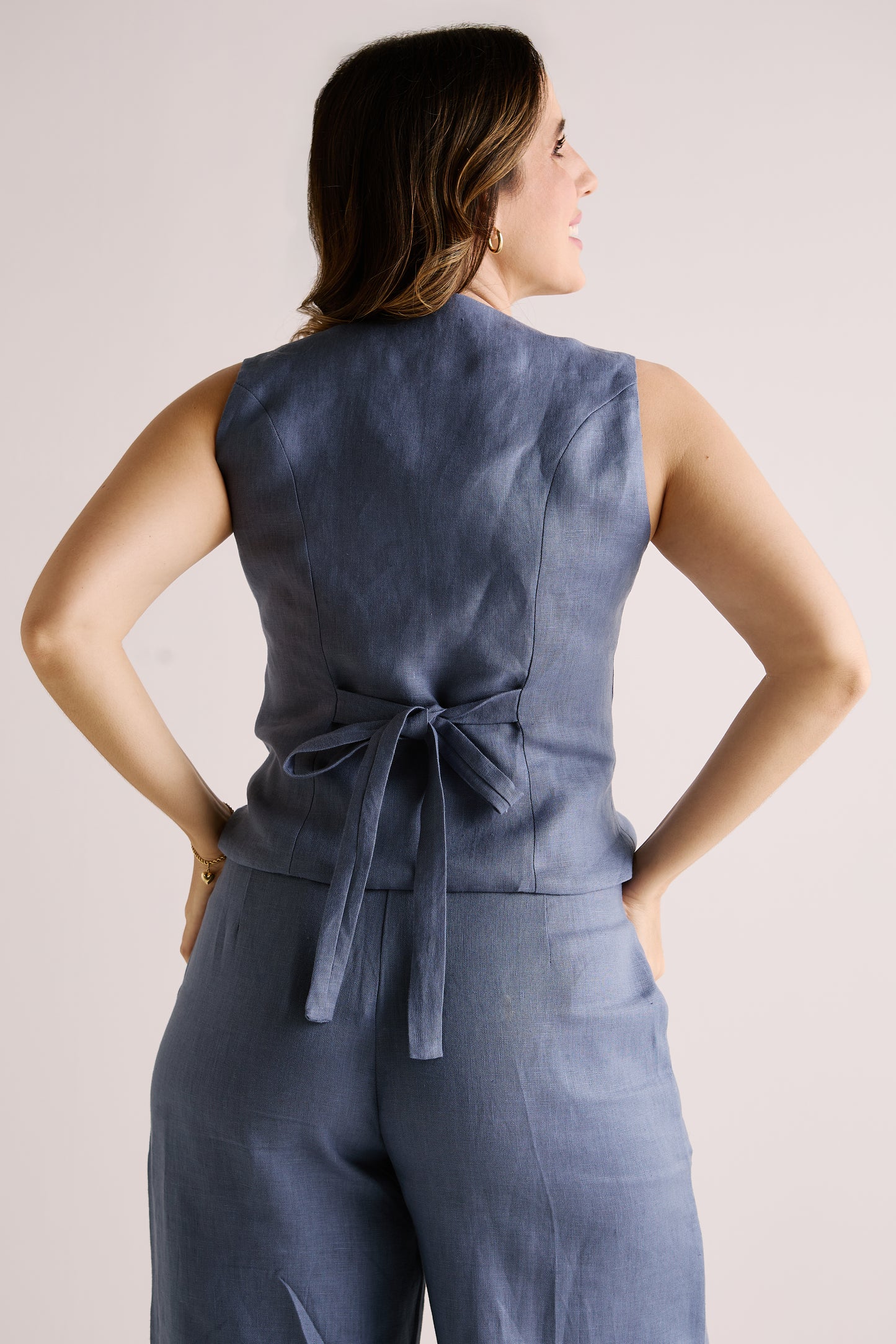 Colete Serena Linho Azul Jeans