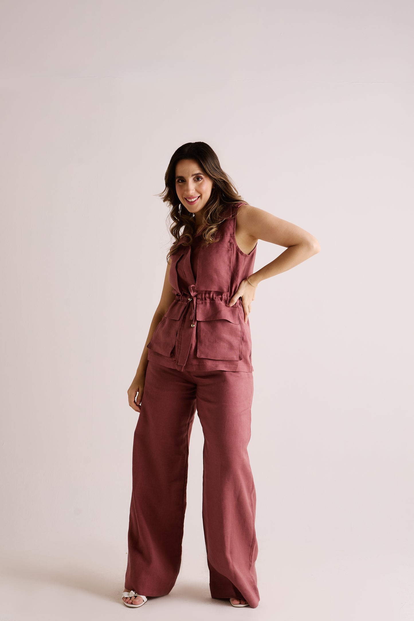 Calça New Letícia Linho Chocolate