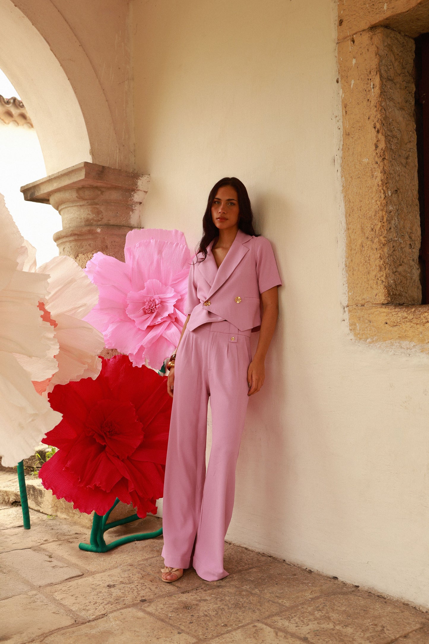 Pantalona New Catarina Crepe Rosa