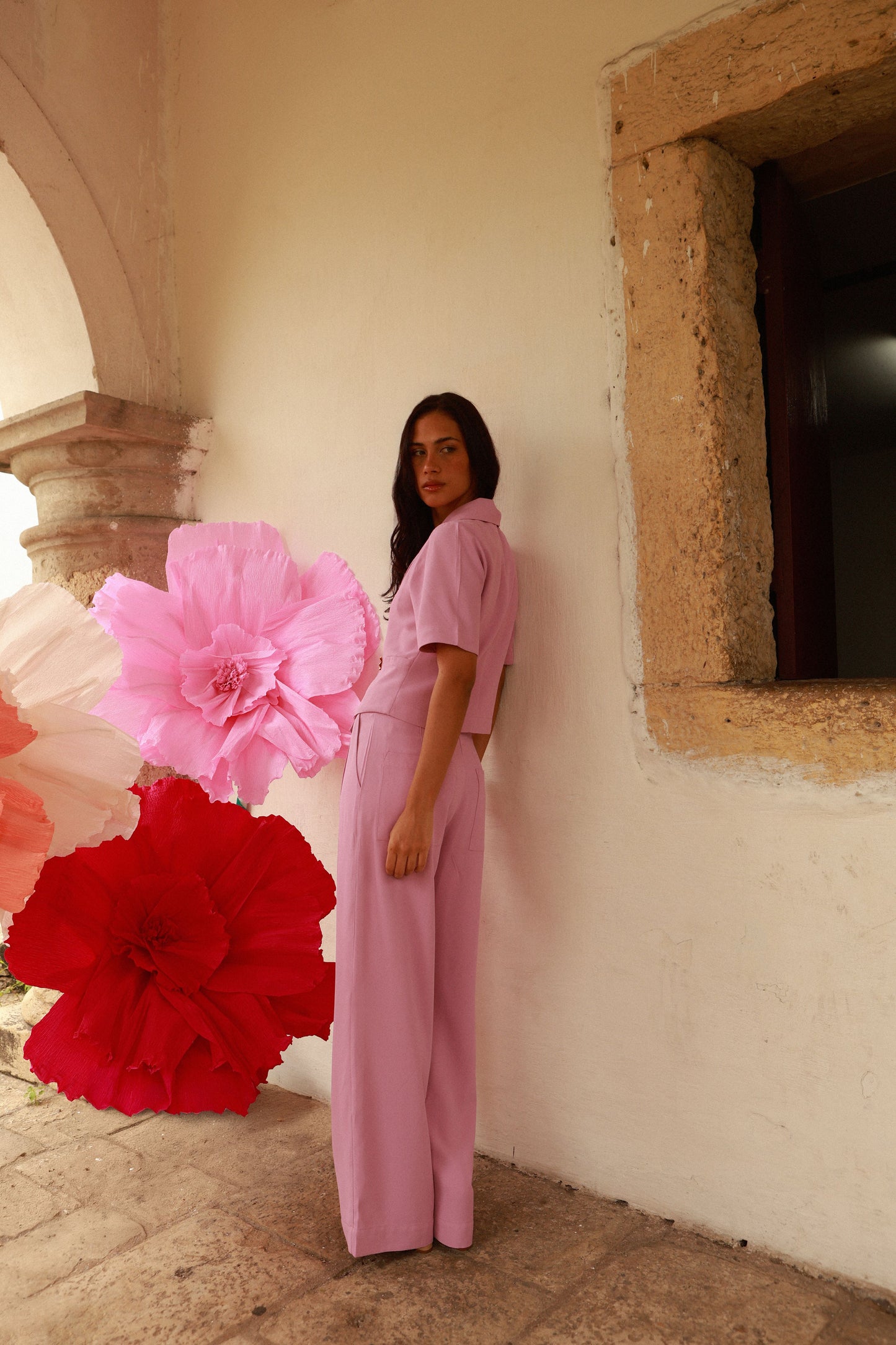 Pantalona New Catarina Crepe Rosa