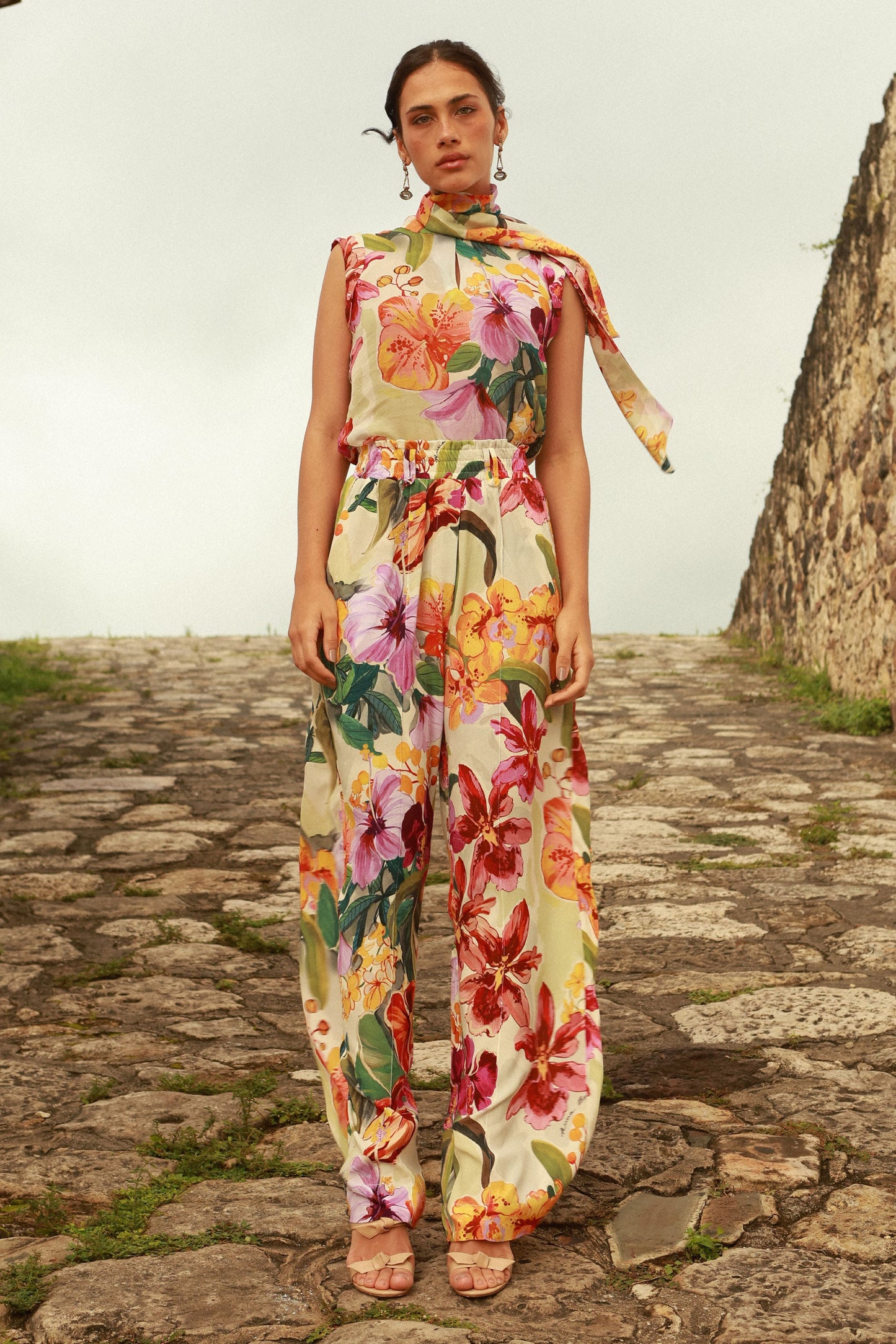 Calça Pantalona Barbara Viscose Floral