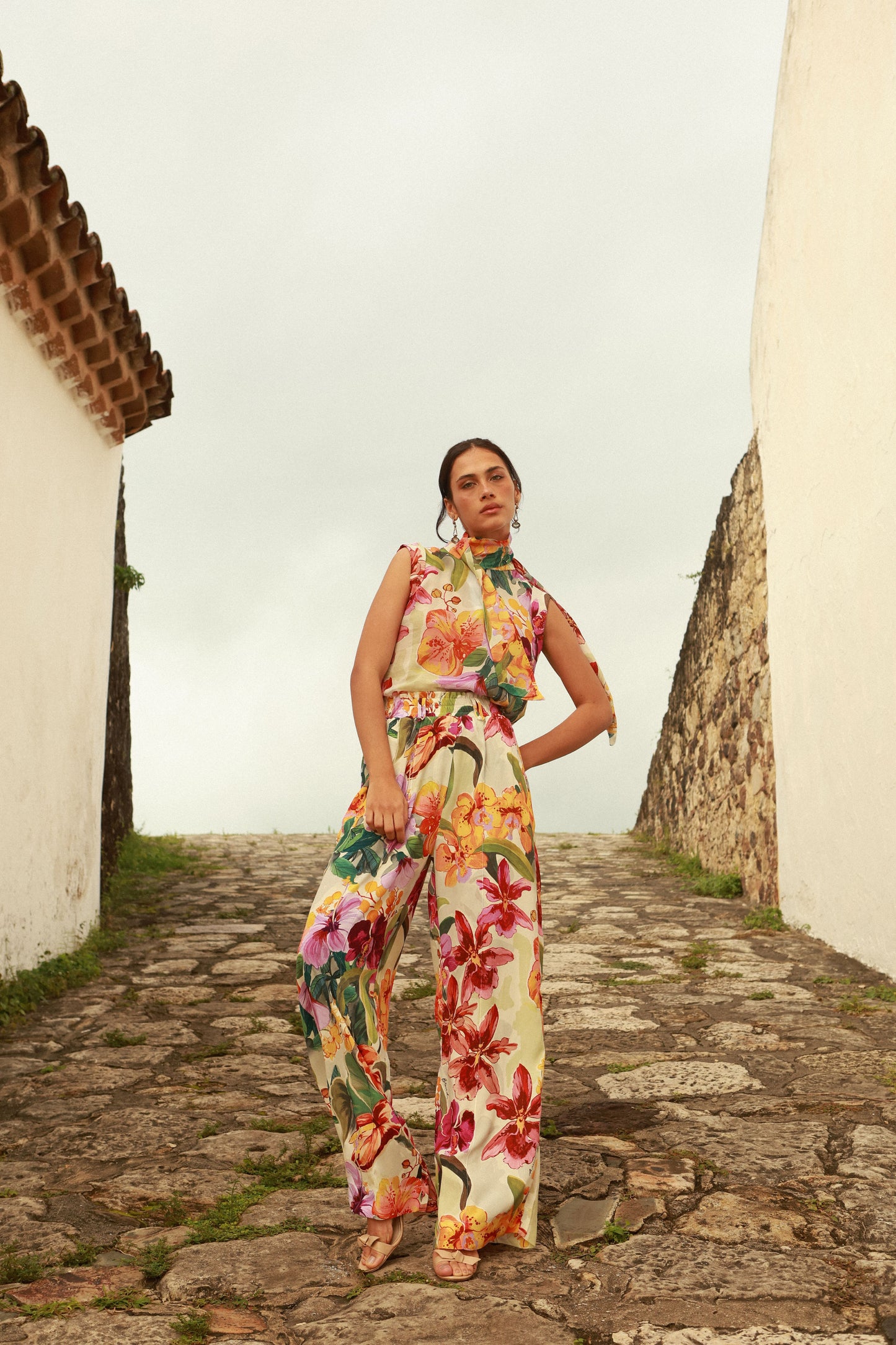 Calça Pantalona Barbara Viscose Floral