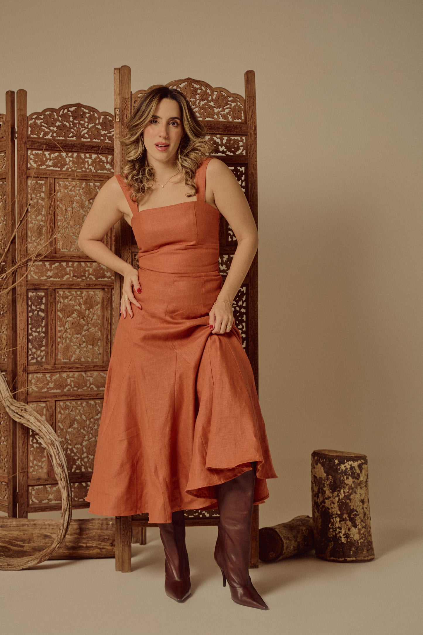 Vestido Elis Marrom Telha