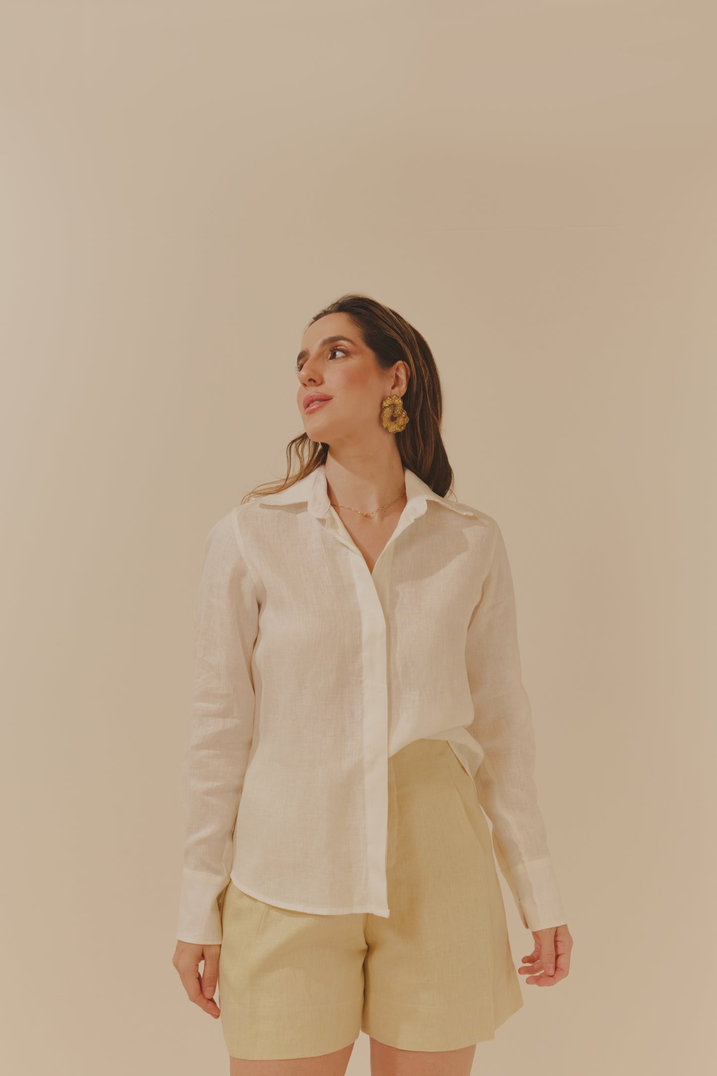 Camisa Anna Off White Manga Longa