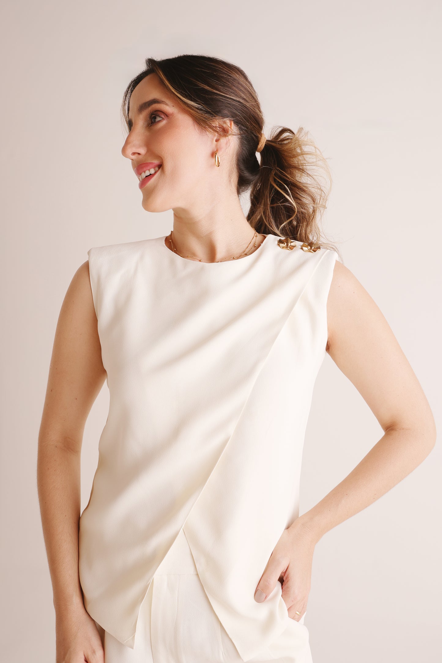 Blusa Ester Crepe Off White
