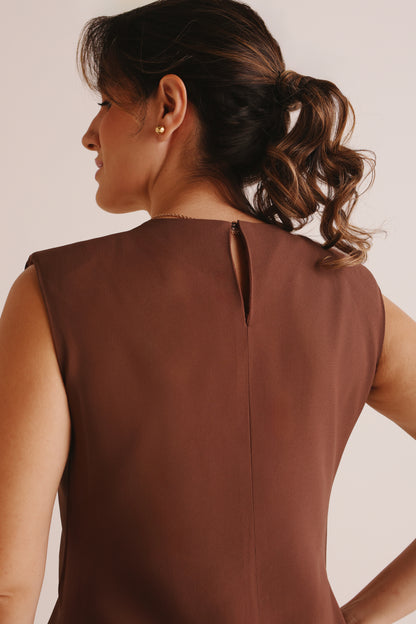 Blusa Ester Crepe Marrom