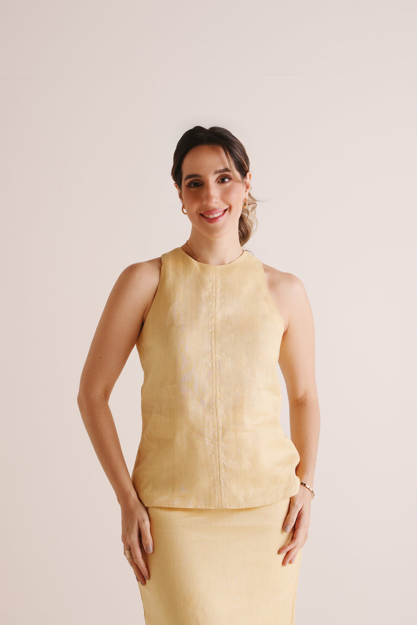 Blusa Fabi Linho Butter Yellow