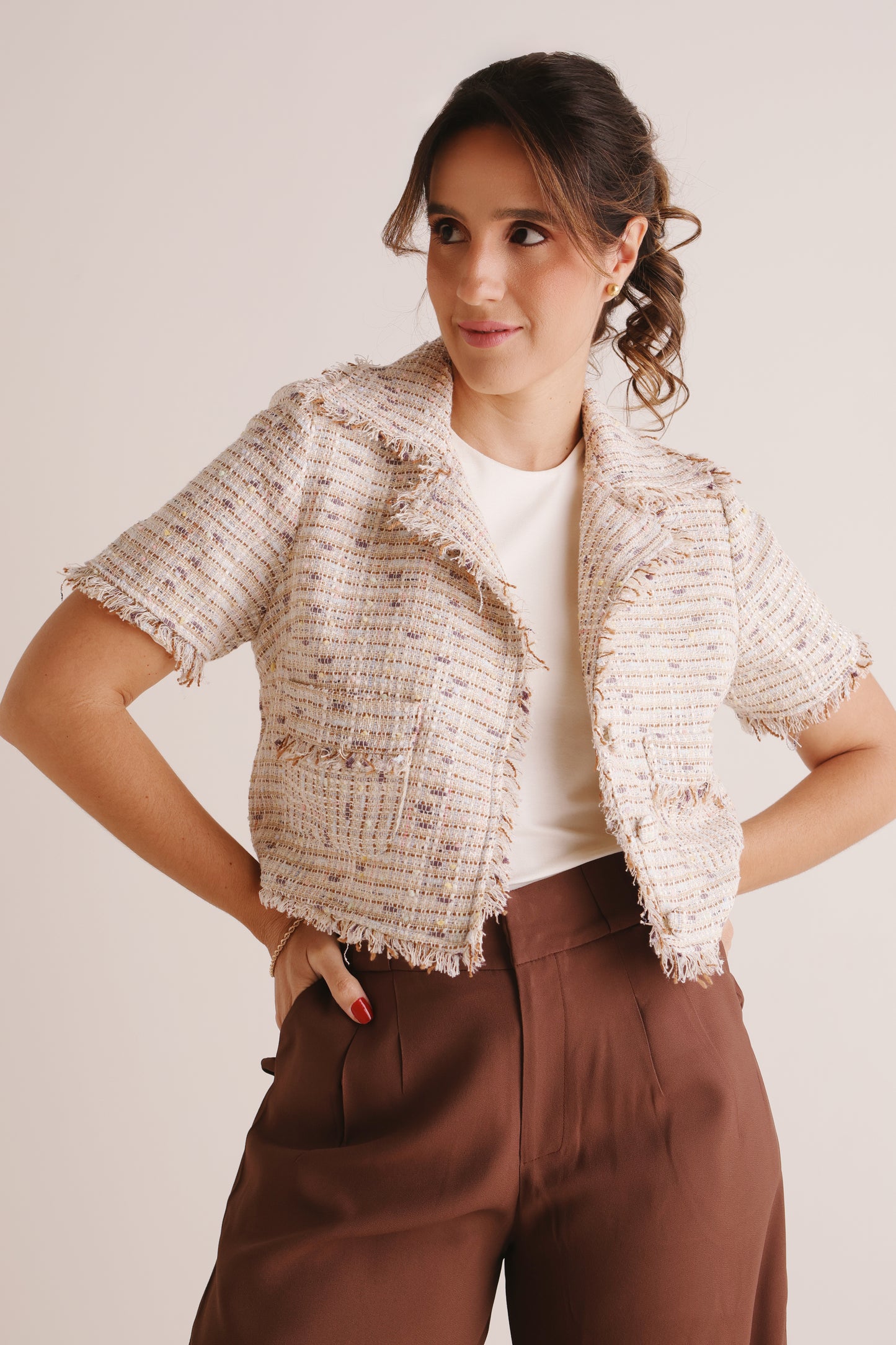 Casaquete Leah Tweed Marrom