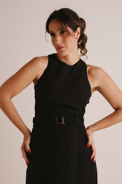 Saia Raquel Crepe Preto
