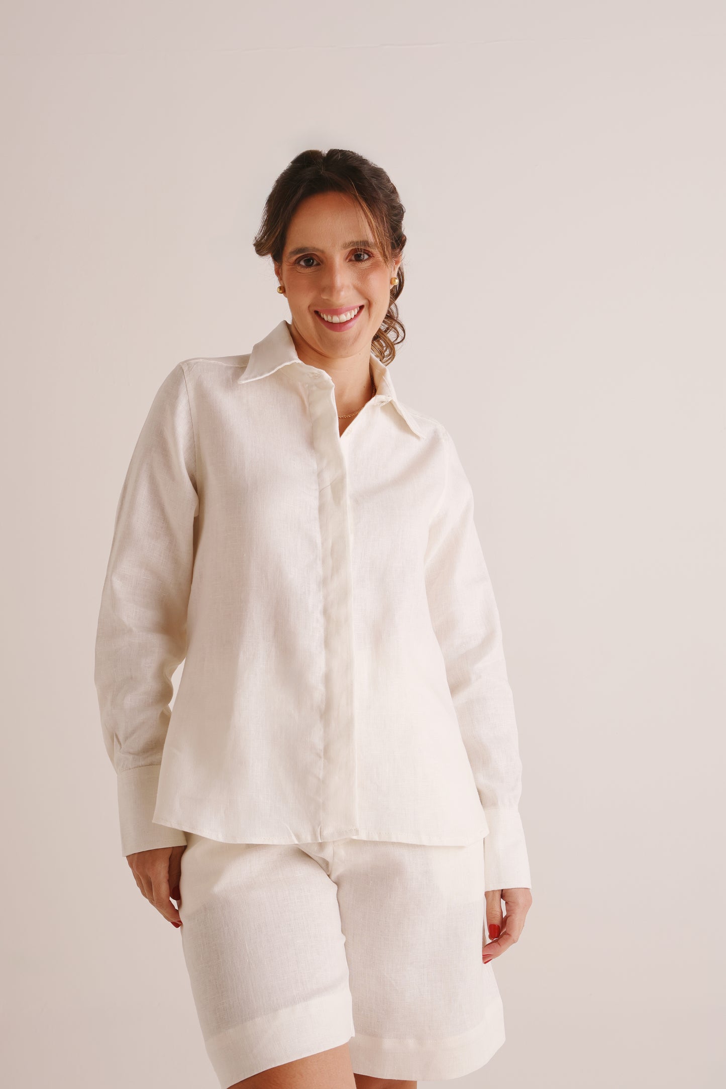 Camisa Anna Manga Longa Linho Off White