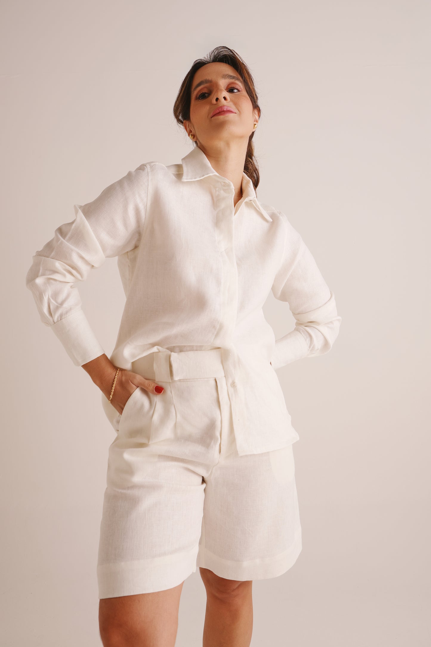 Bermuda New Florence Linho Off White