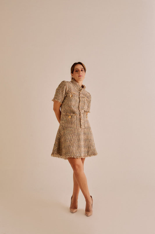 Vestido Bia Tweed Cinza