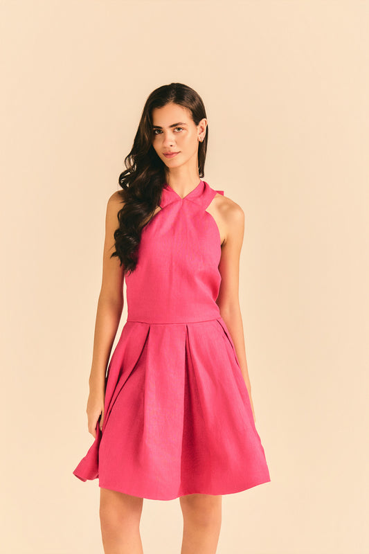Vestido Angelina Linho Rosa Pink