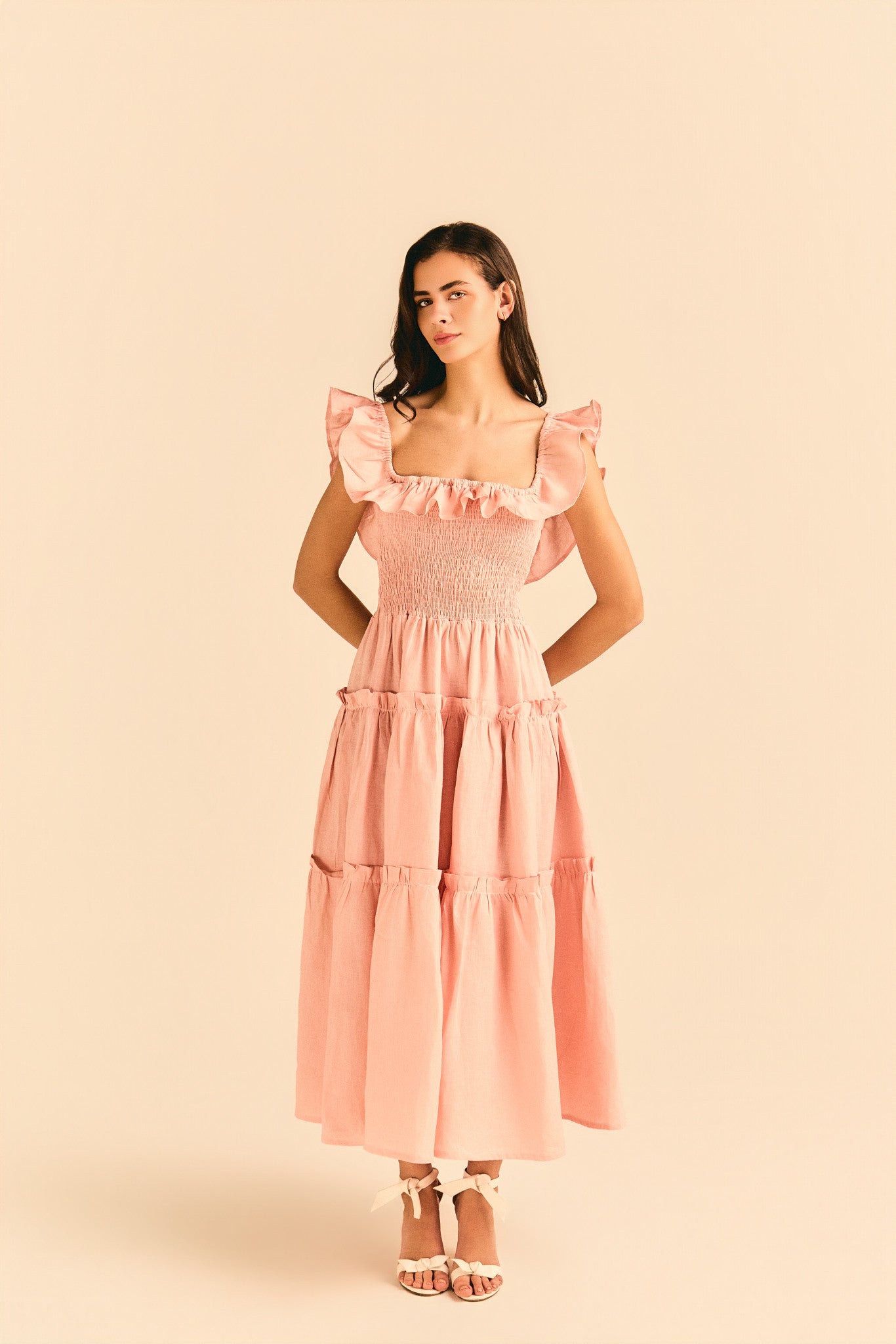 Vestido Dominique Linho Rosê