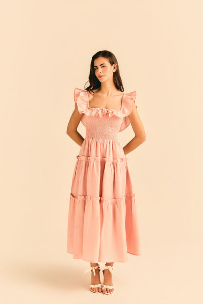 Vestido Dominique Linho Rosê