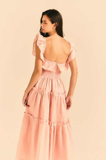 Vestido Dominique Linho Rosê