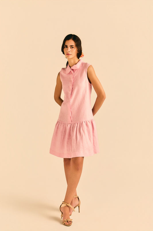 Vestido Bianca Linho Rosa