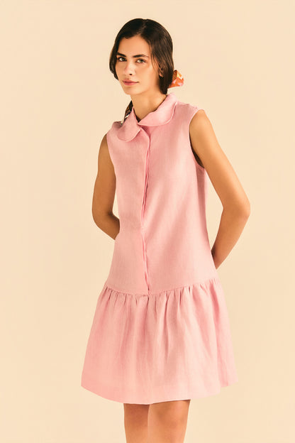 Vestido Bianca Linho Rosa