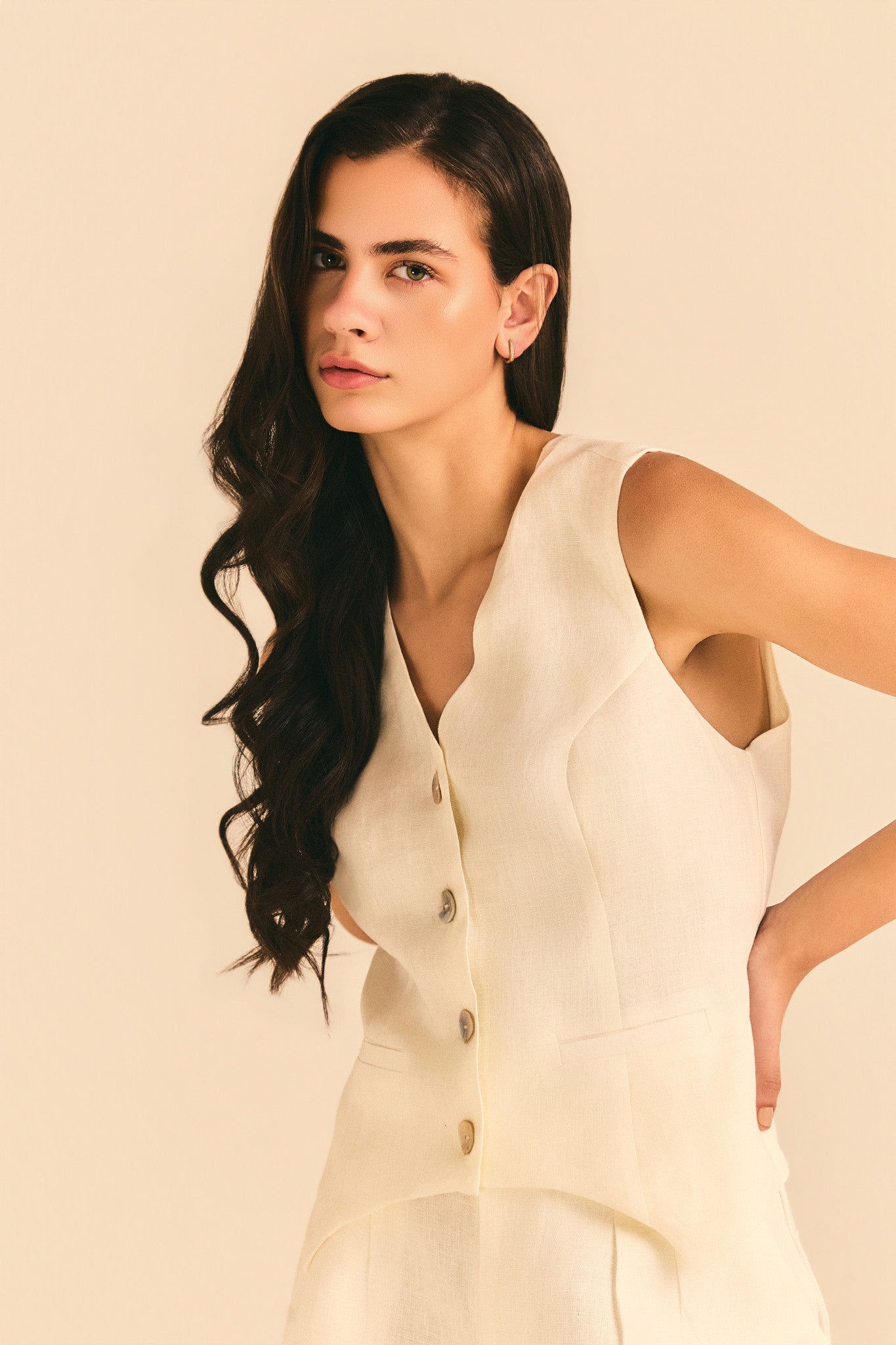 Colete Antonela Linho Off White