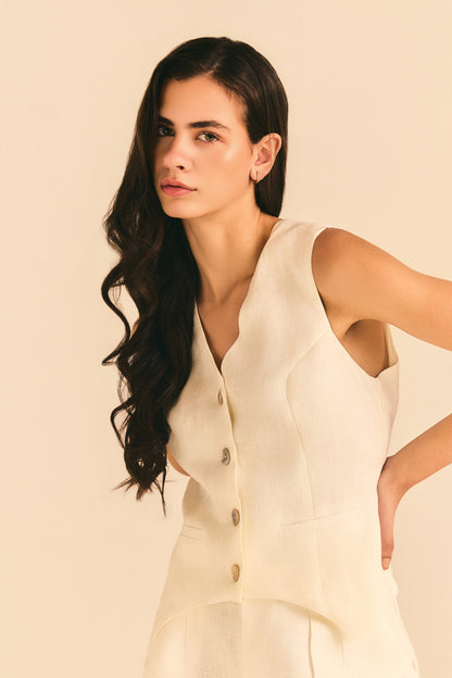Colete Antonela Linho Off White