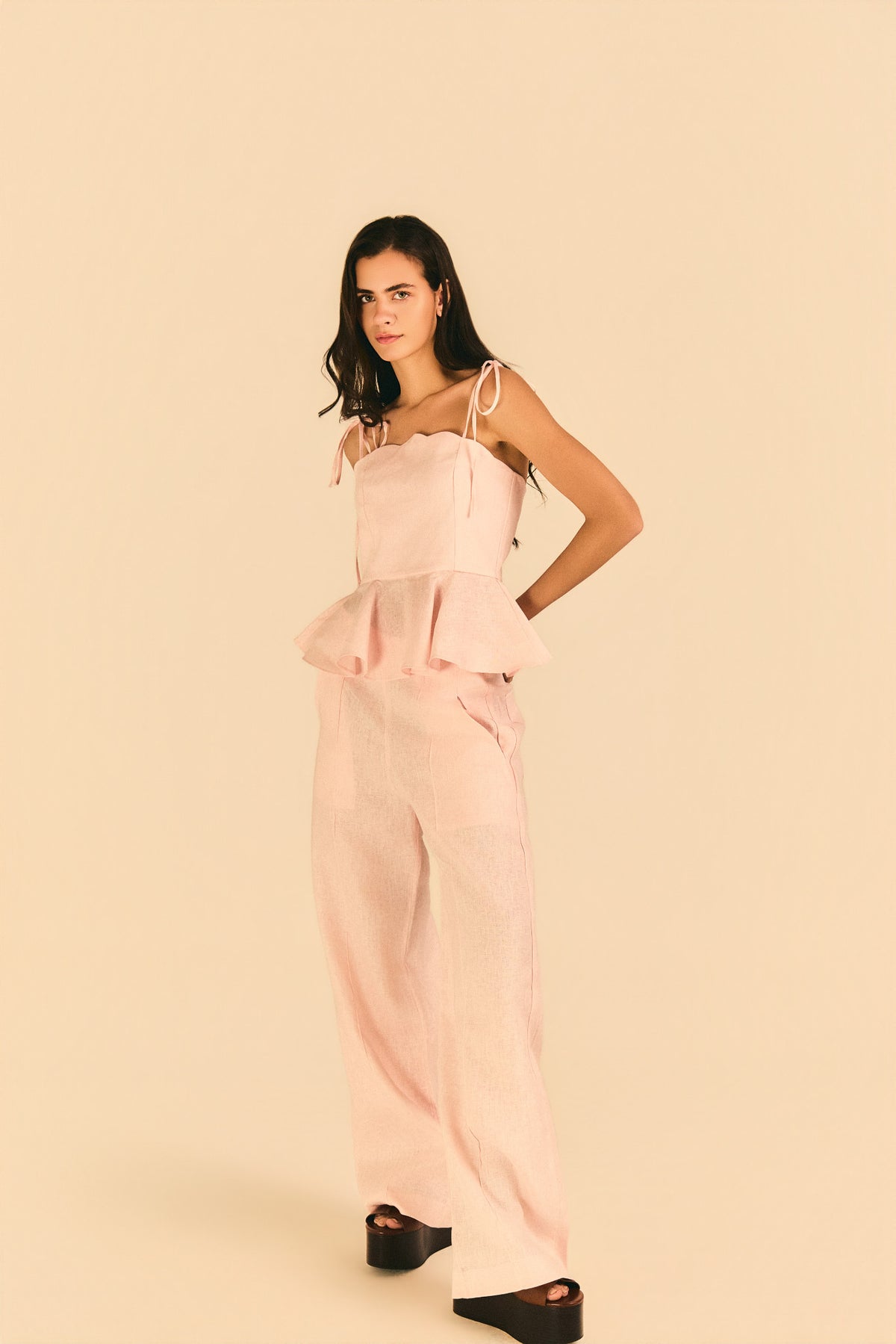 Calça Alice Linho Rosa Claro