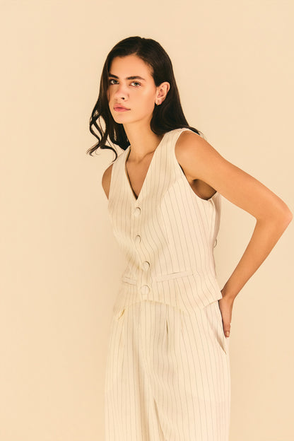 Colete Antonela crepe risca de giz