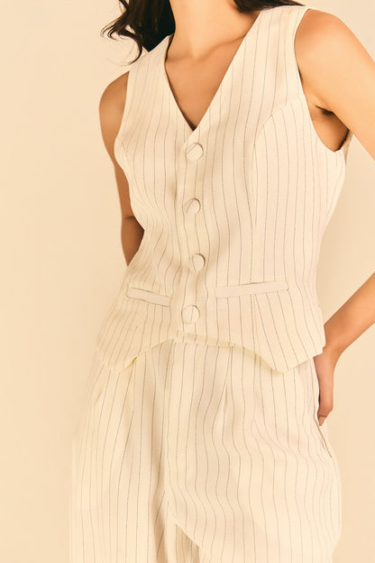 Colete Antonela crepe risca de giz