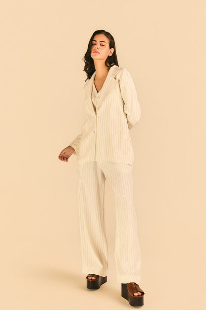 Blazer Camila Manga Longa Crepe Risca de Giz