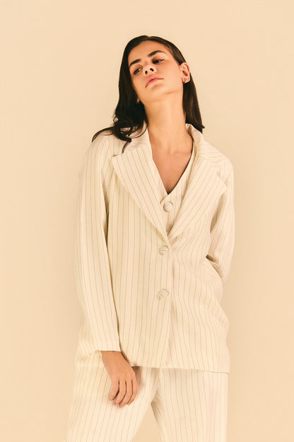 Blazer Camila Manga Longa Crepe Risca de Giz