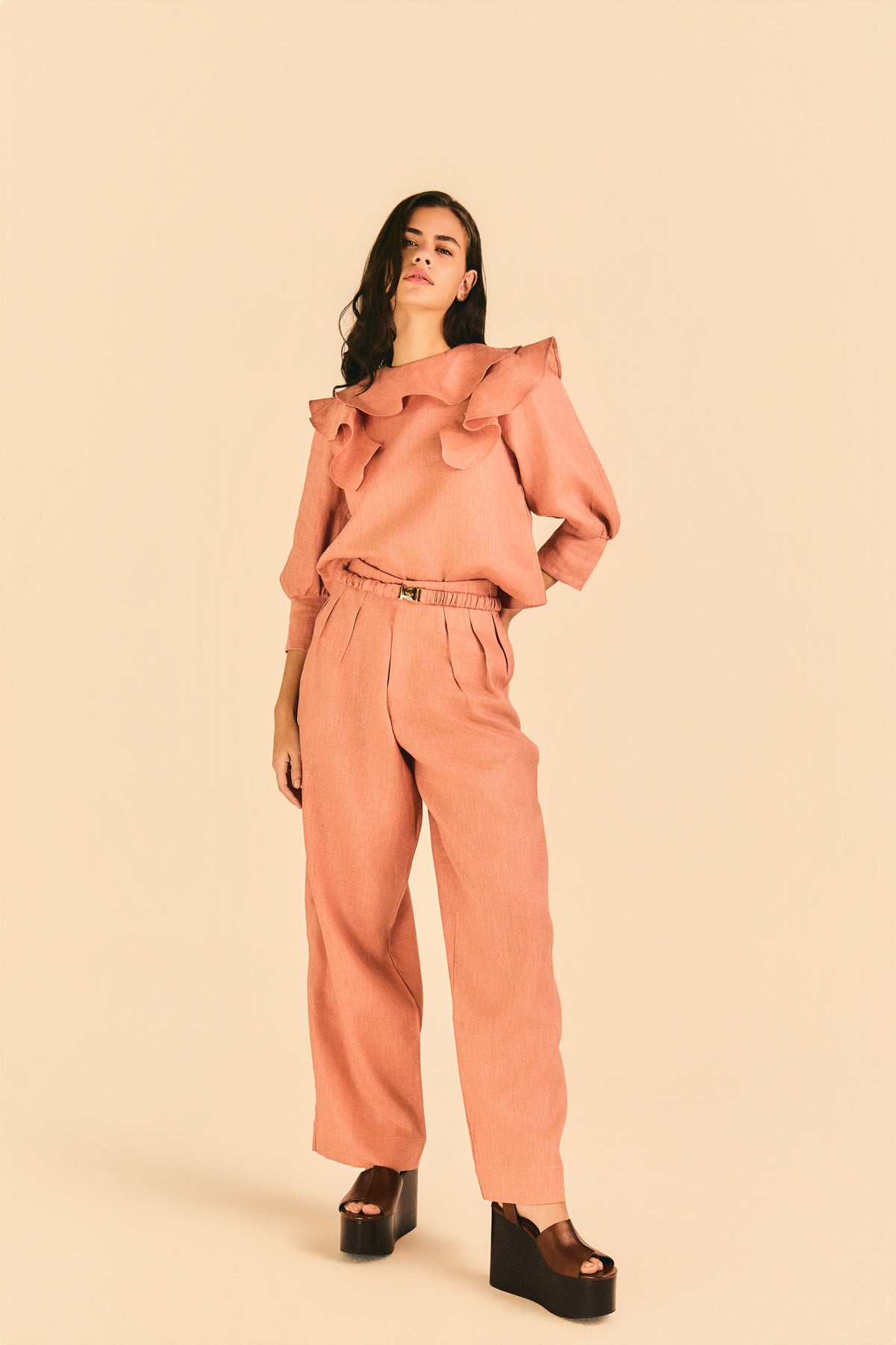 Calça Eleonora Linho Rosa Seco