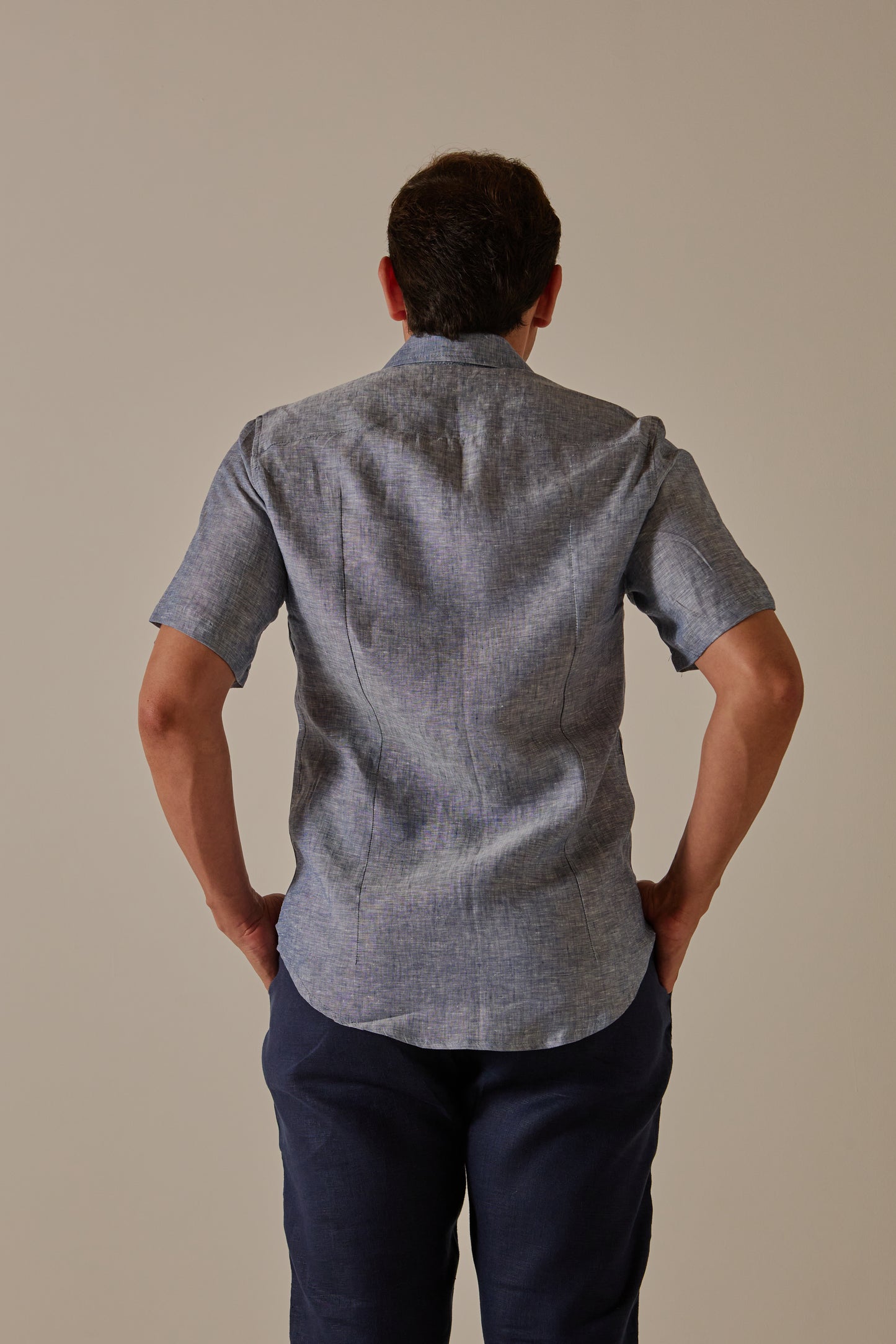 Camisa Masculina Manga Curta Azul