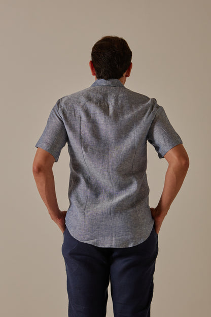 Camisa Masculina Manga Curta Azul