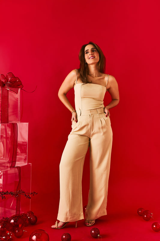 Calça Pantalona Catarina Bege