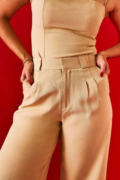 Calça Pantalona Catarina Bege