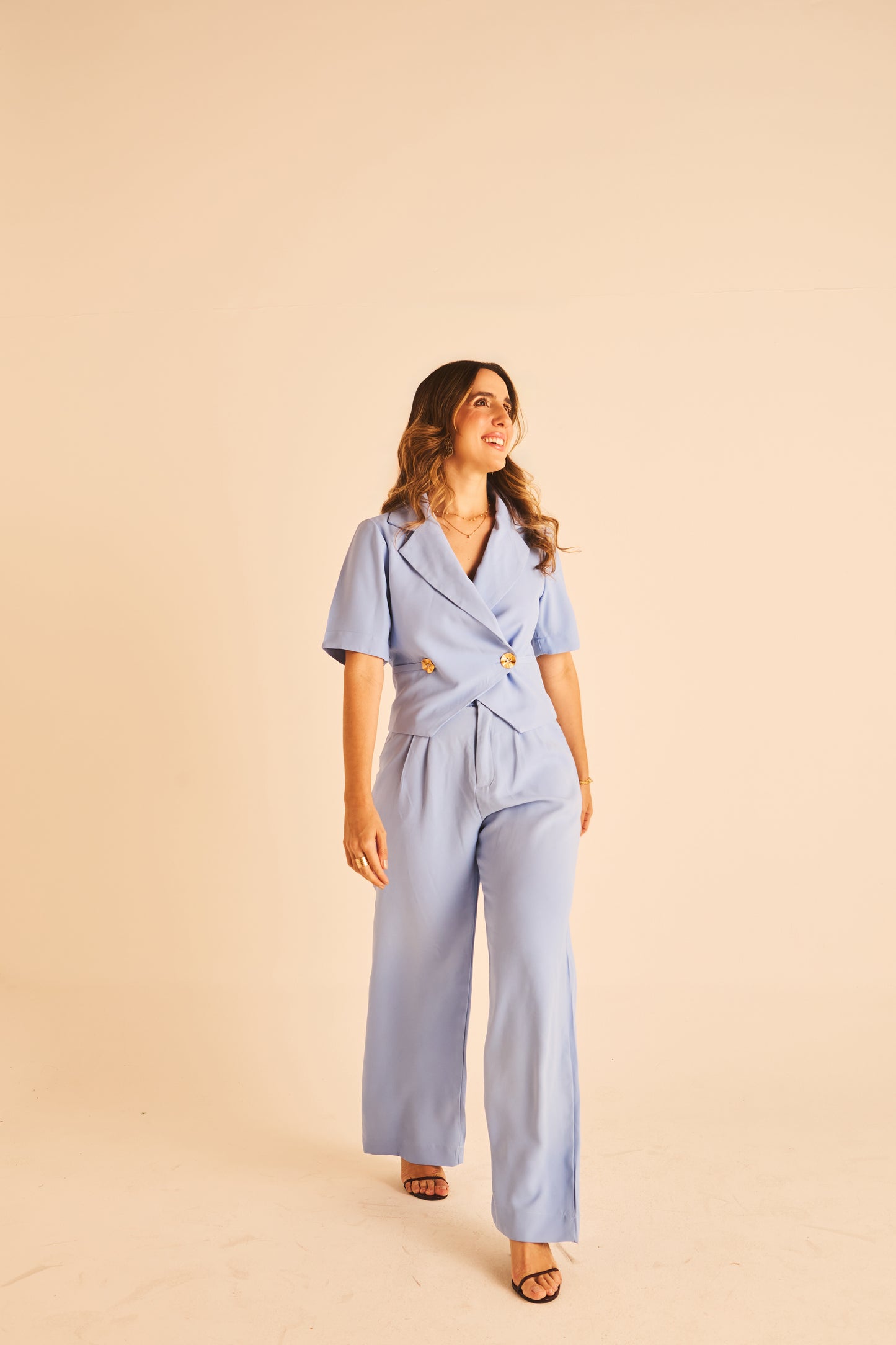 Calça Pantalona New Catarina Azul Céu