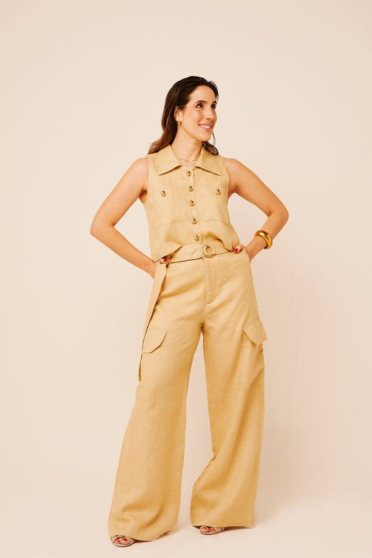 Calça Cargo Leticia  Areia