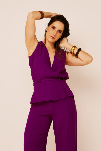 Blusa Carol - Crepe Roxo Ameixa