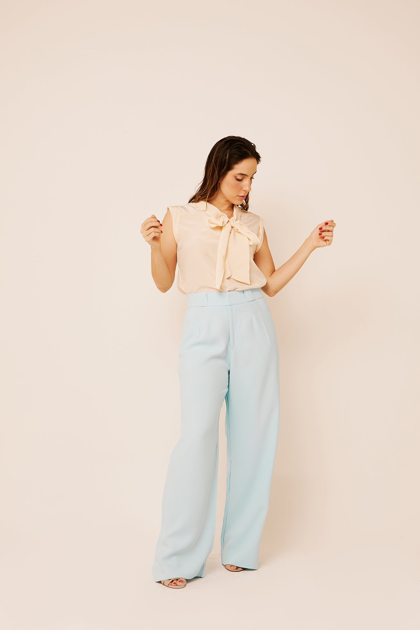 Calça Pantalona Catarina Azul Turquesa