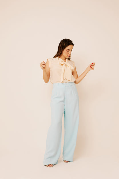 Calça Pantalona Catarina Azul Turquesa